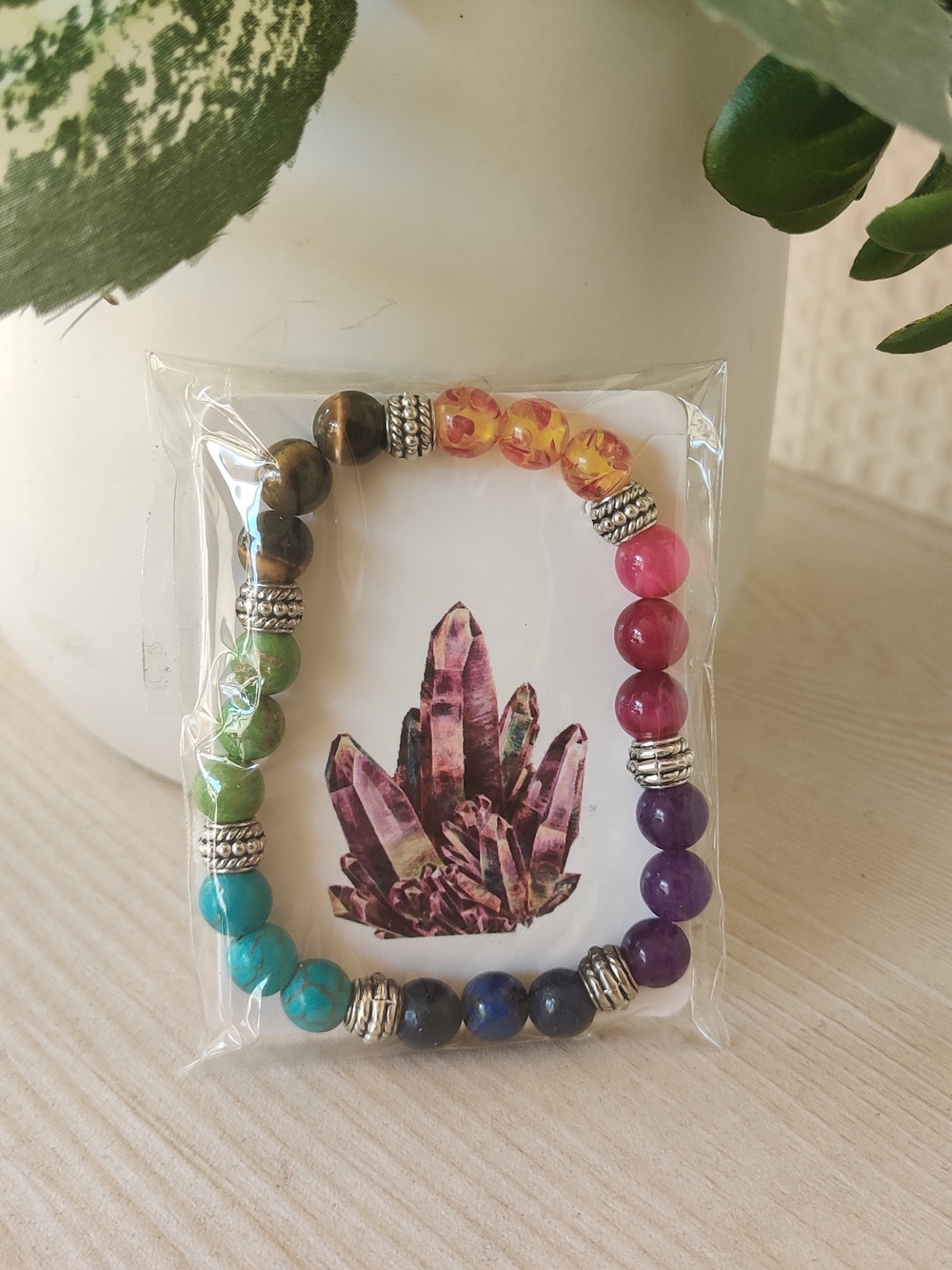 Multicolor Beaded Gemstone Stretch Bracelet - Women Jewelry